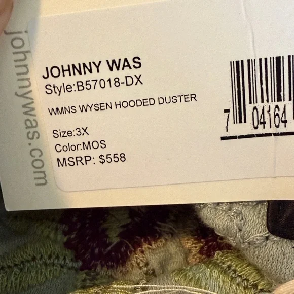 Johnny Was Plus Size 3X Wysen Hooded Duster BNWT - Picture 6 of 7